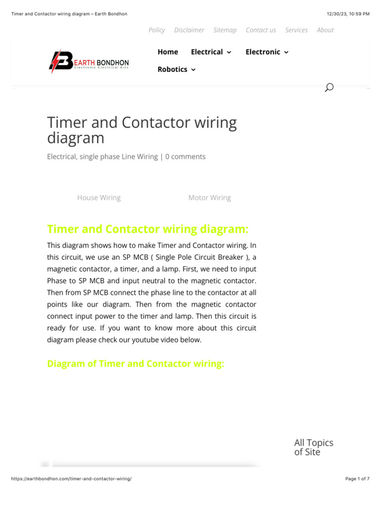 Timer and Contactor Wiring Diagram | PDF
