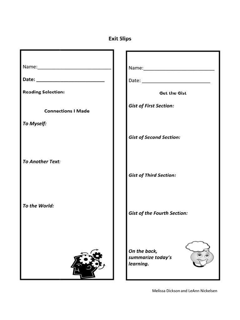 Exit Slip Template 4 PDF