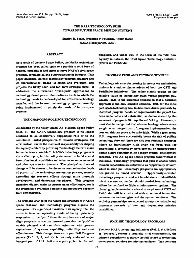 NASA's Technology Development Strategy | PDF | Nasa | Simulation