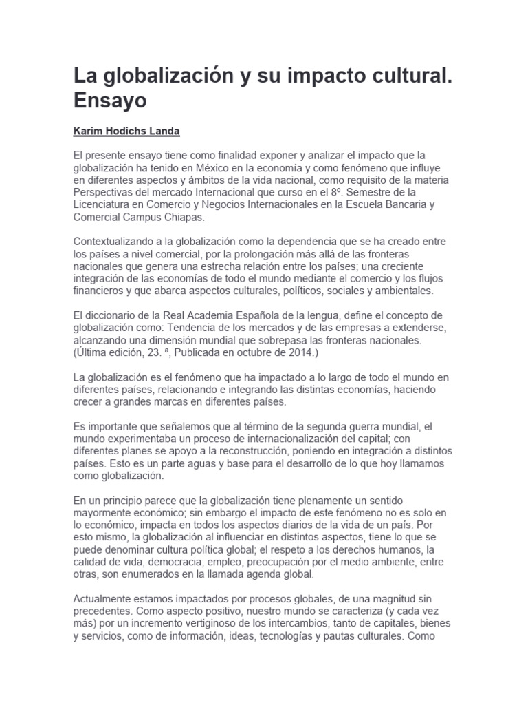 Impacto cultural de la globalización en México | PDF | Globalización ...