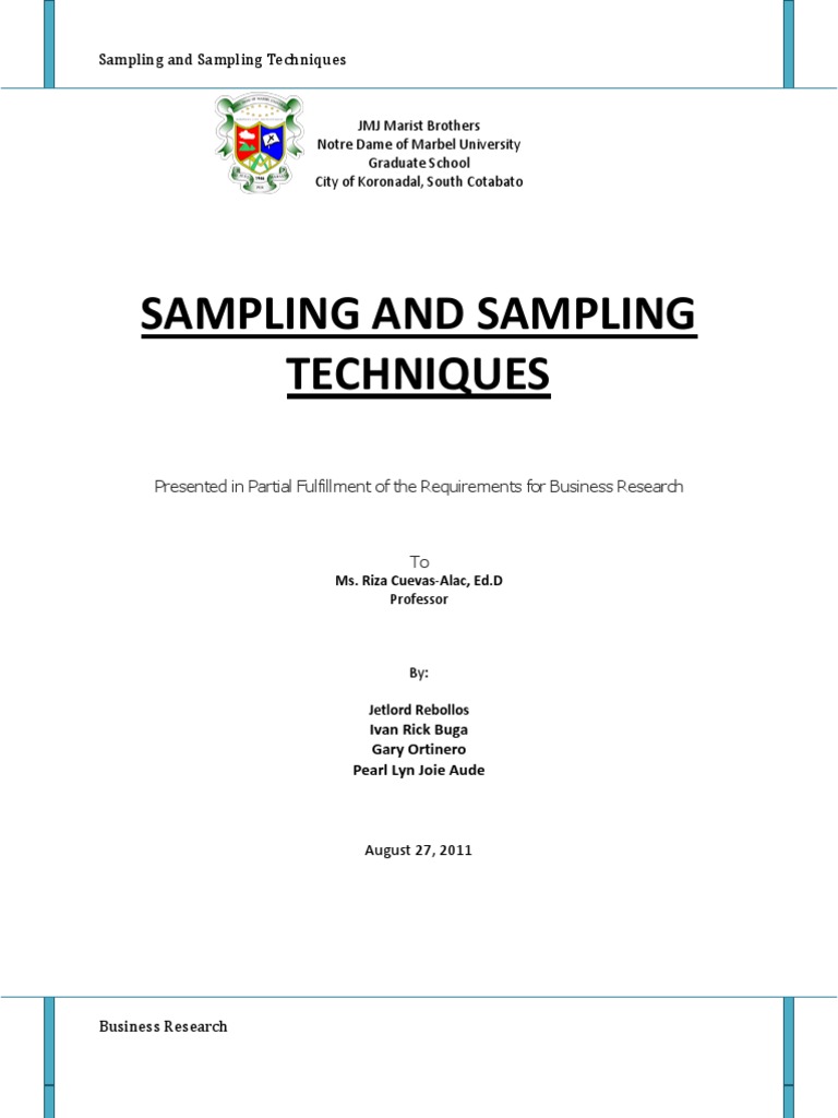 Narrative Report PDF Sampling Statistics Survey Methodology