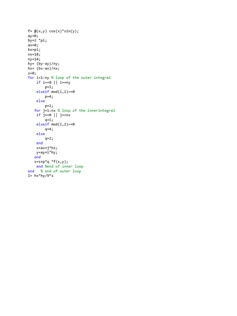Double Integral Calculation in MATLAB | PDF