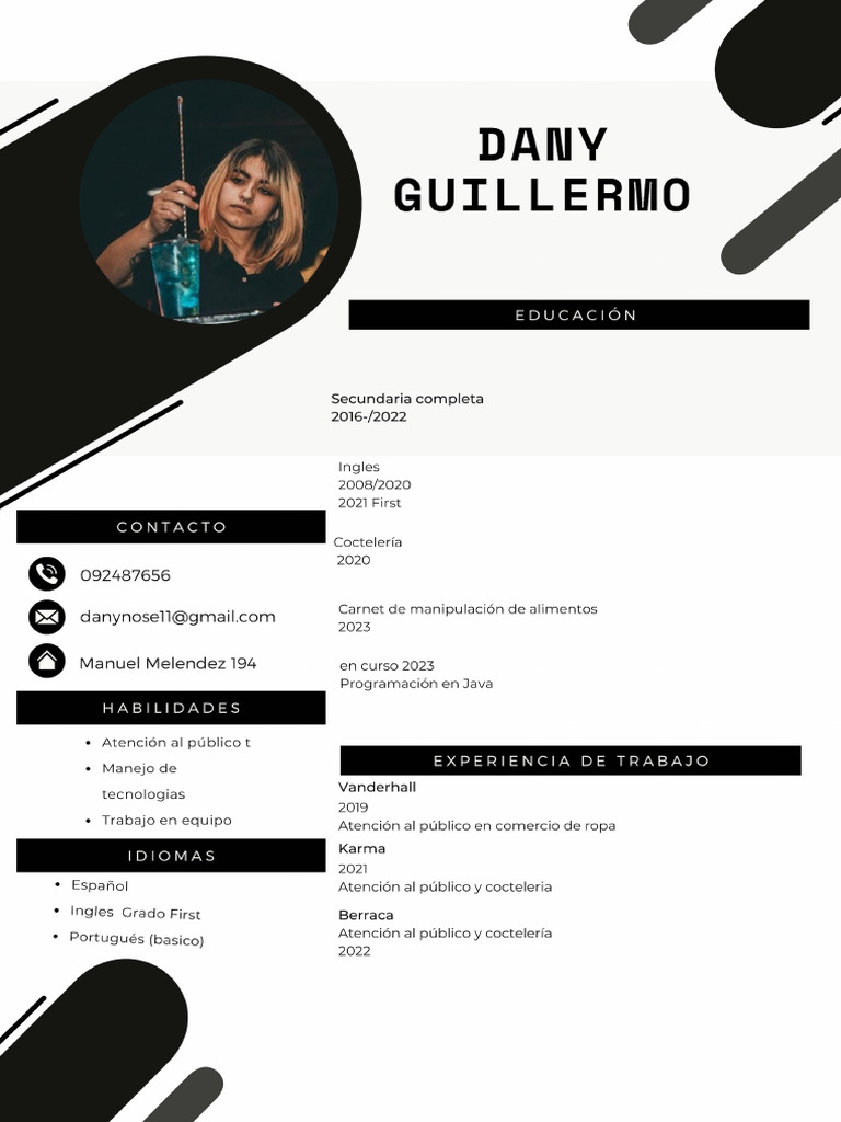 Black modern corporate resume pdf