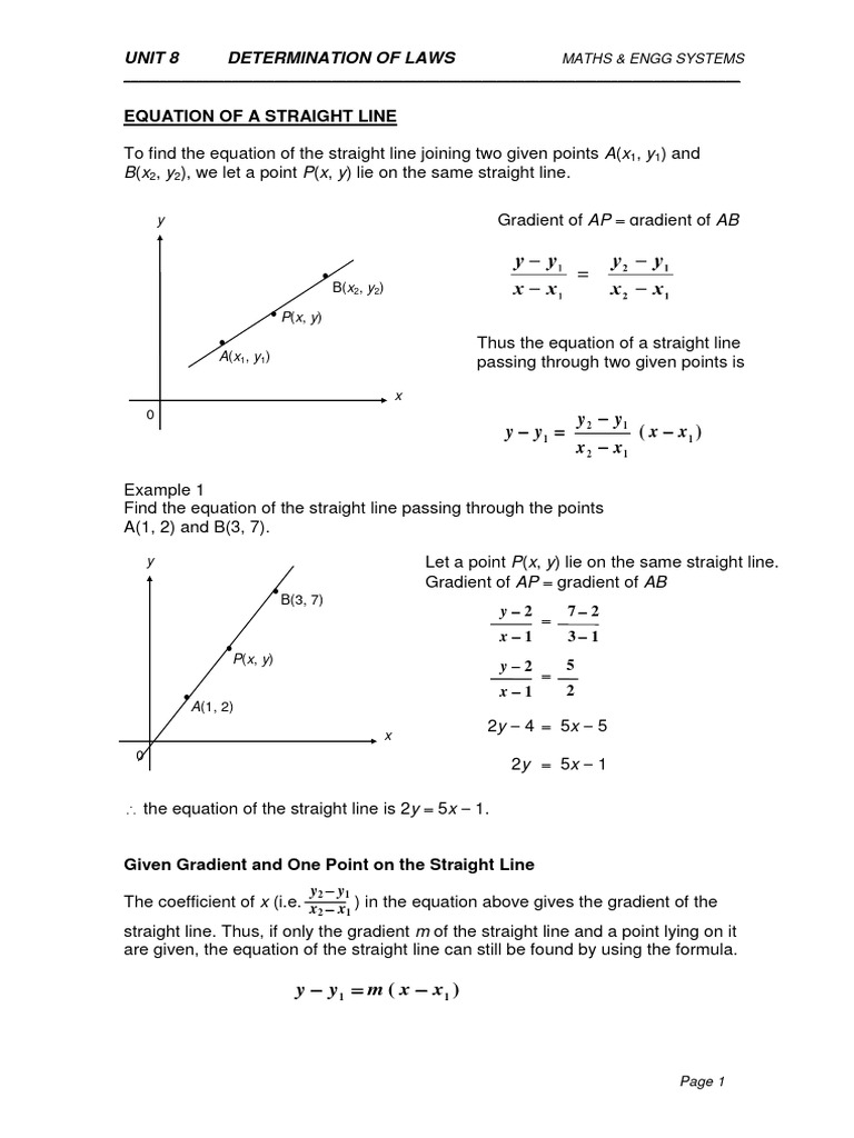 Equation of a Straight Line Explained | PDF