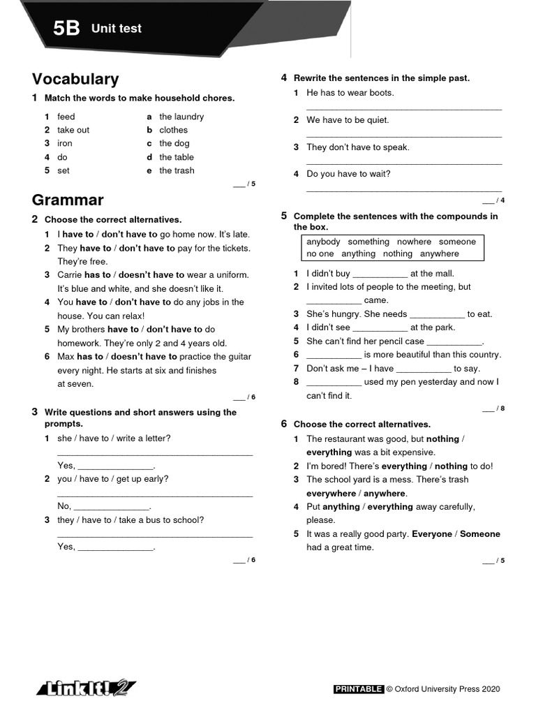 LI L2 Unit Test 5B | PDF | Language Arts & Discipline