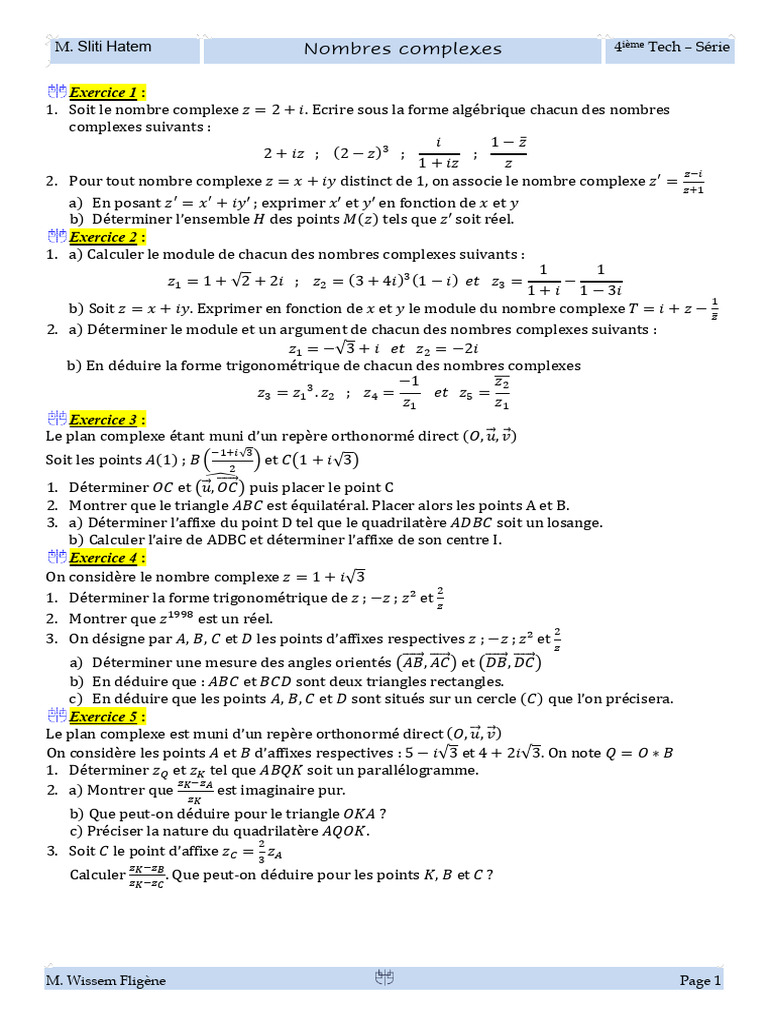 Nature du triangle en nombres complexes | PDF | Nombre complexe ...