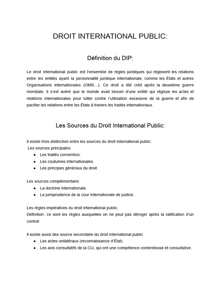 Définition et Sources du DIP | PDF | Loi internationale | Traité