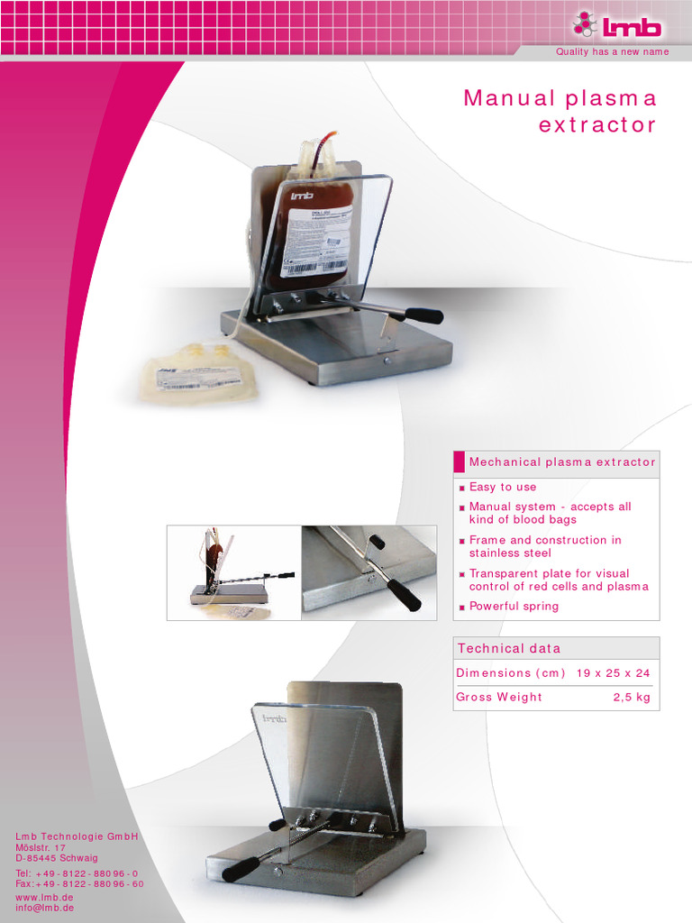Manual Plasma Extractor Overview | PDF