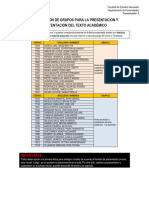 Distribución de Grupos para La Presentación y Sutentación Del Texto Académico (Clase 7705)