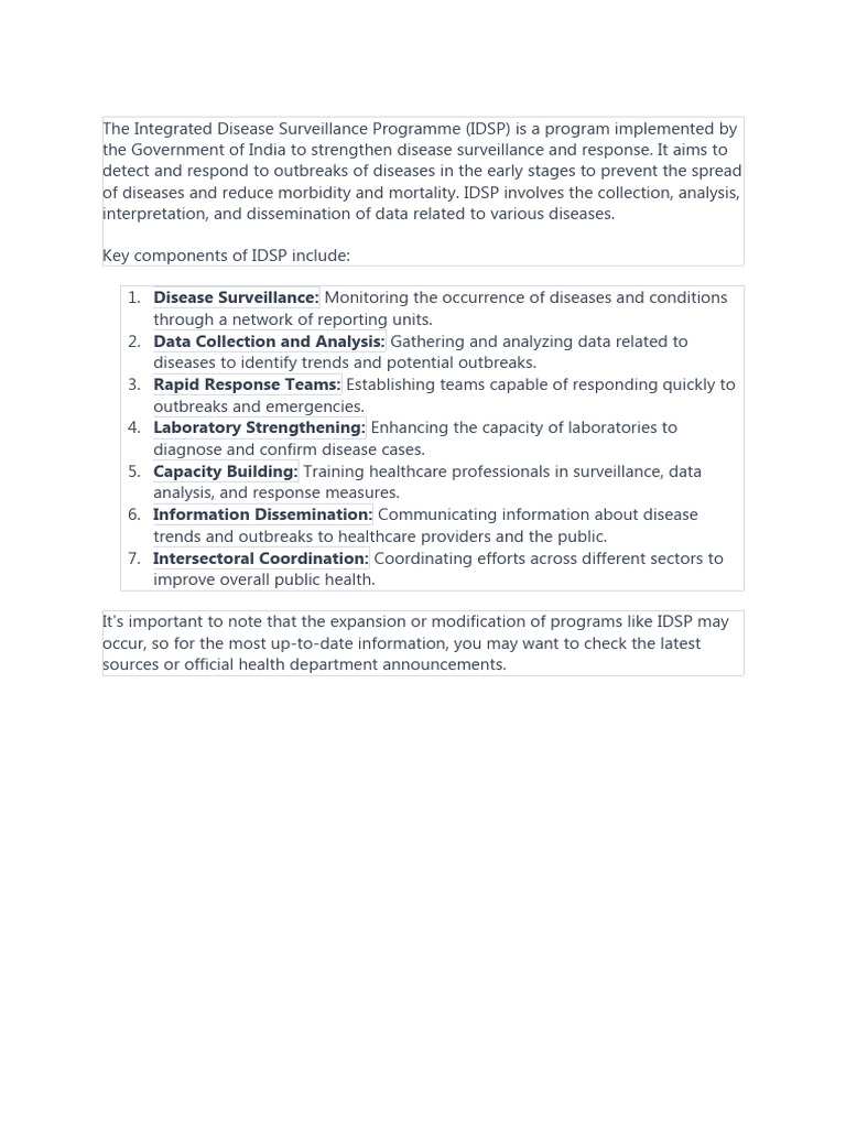 The Integrated Disease Surveillance Programme | PDF