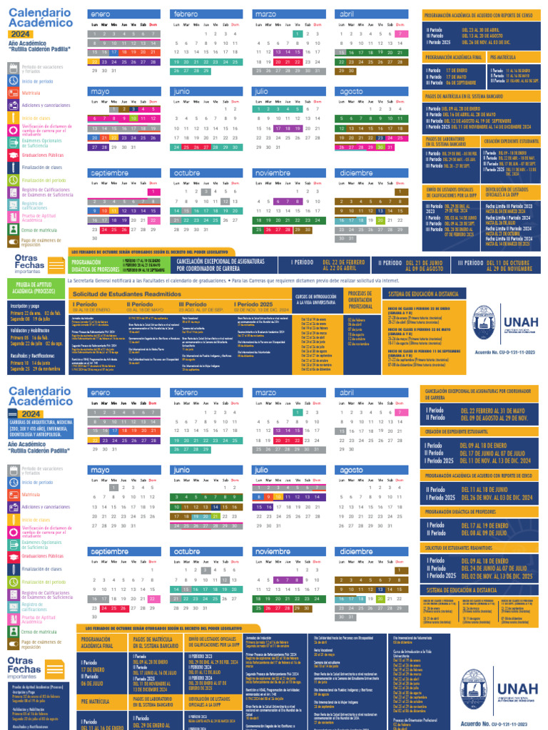 Calendario Académico UNAH 2024 PDF