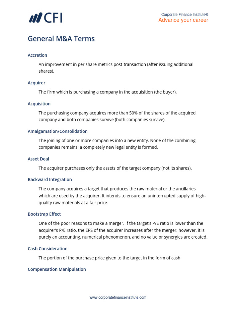 M&A Glossary | PDF