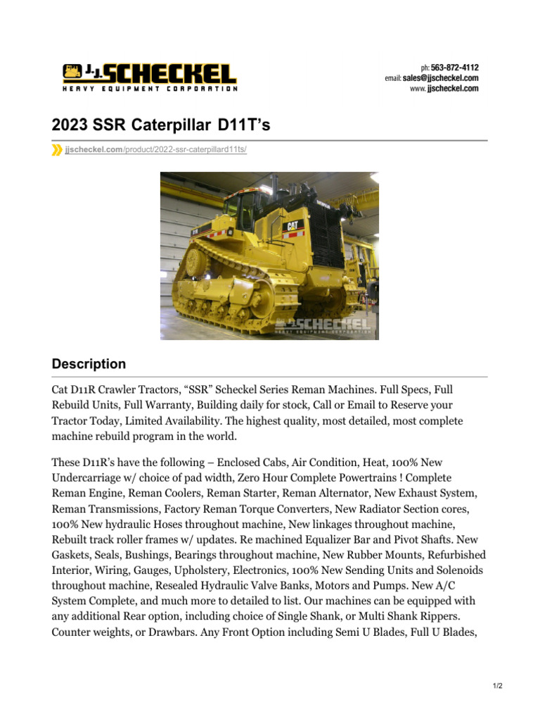 SSR Caterpillar D11Ts 1 PDF Tractor Manufactured Goods