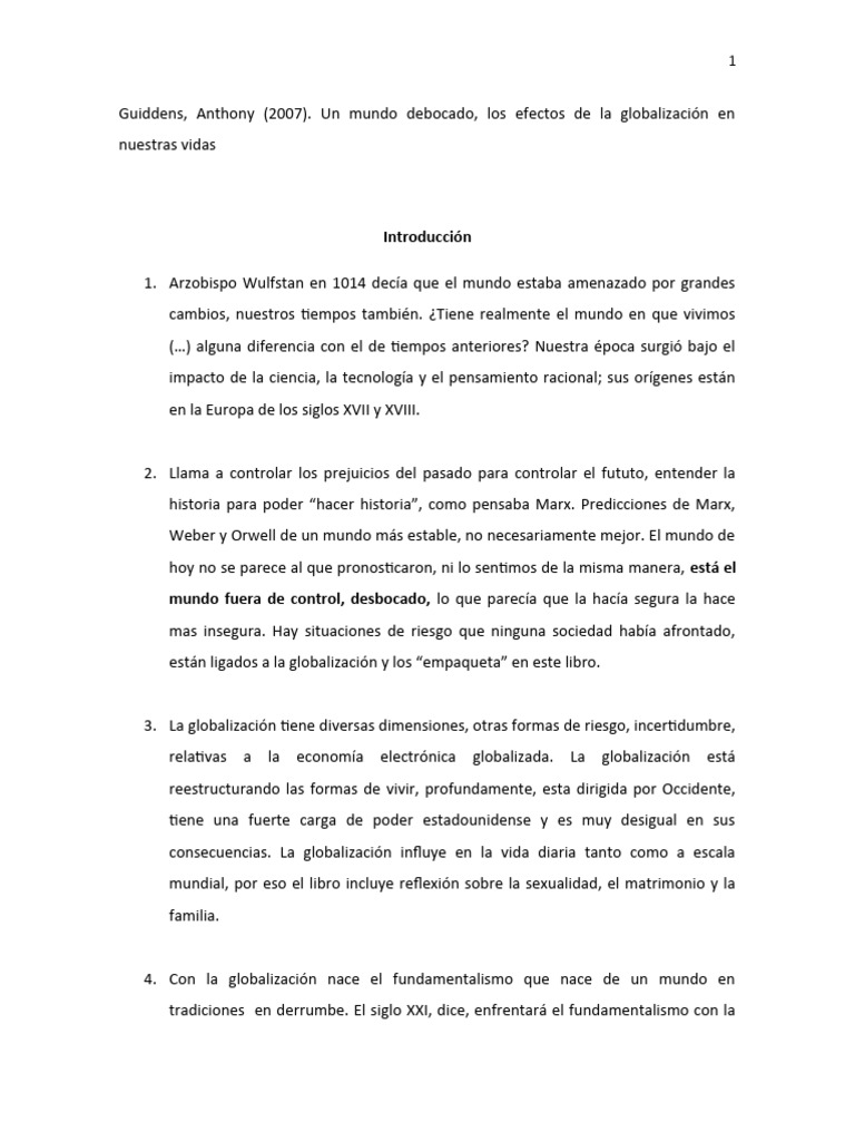 Impacto de la Globalización en la Sociedad | PDF