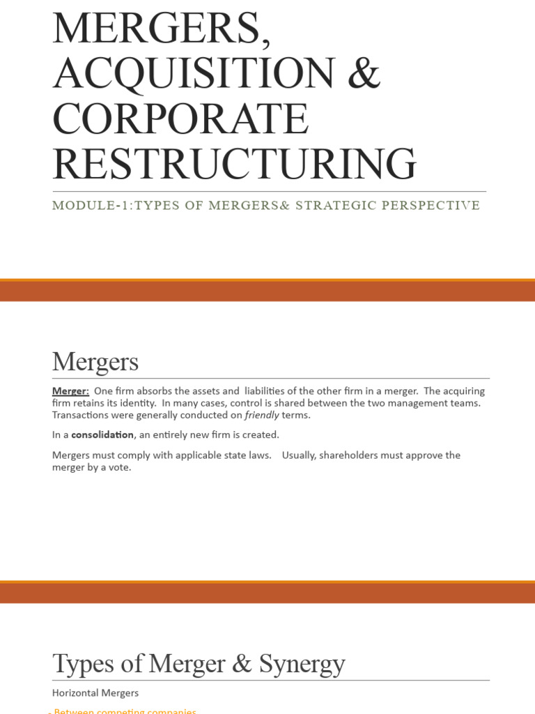 Types of Mergers and Acquisitions | PDF | Mergers And Acquisitions ...