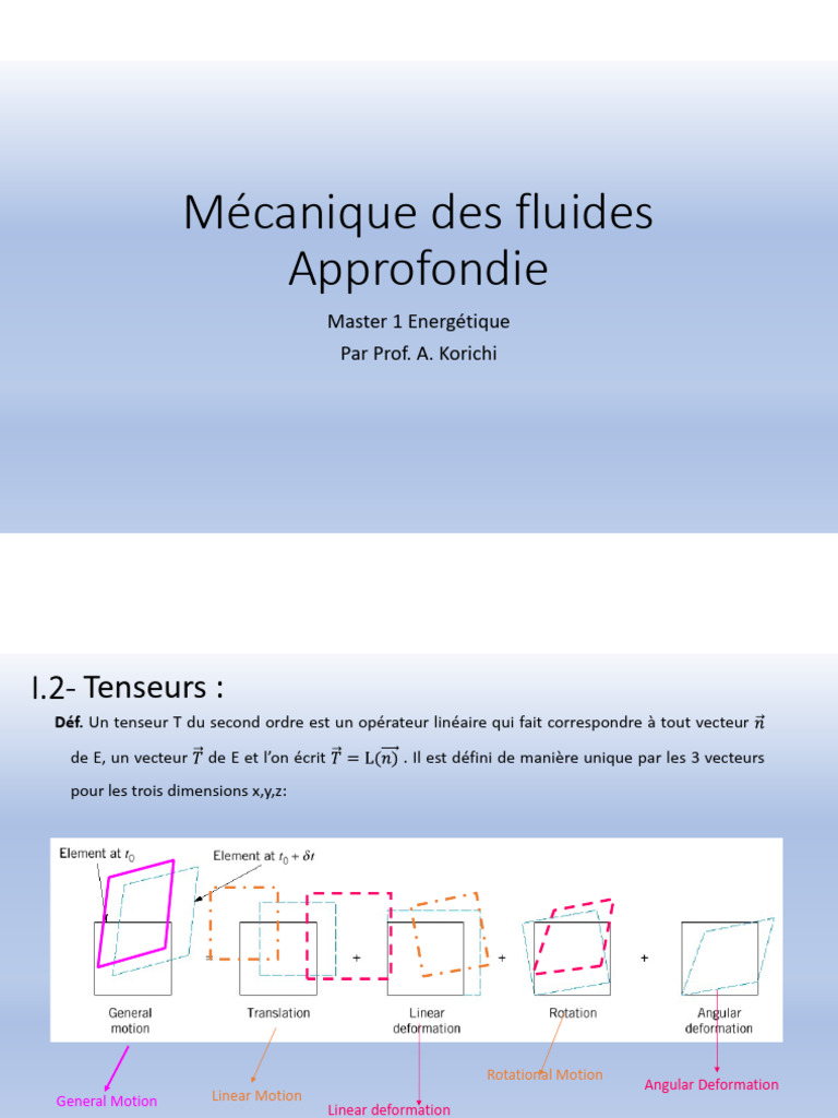 Tenseurs en Mécanique des Fluides | PDF | Mouvement de rotation | Fluide