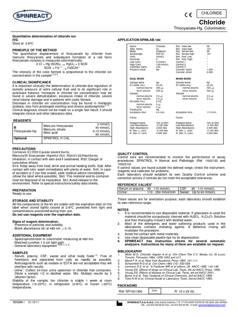 Colorimetric Chloride Test Method | PDF | Chemical Compounds | Chemistry