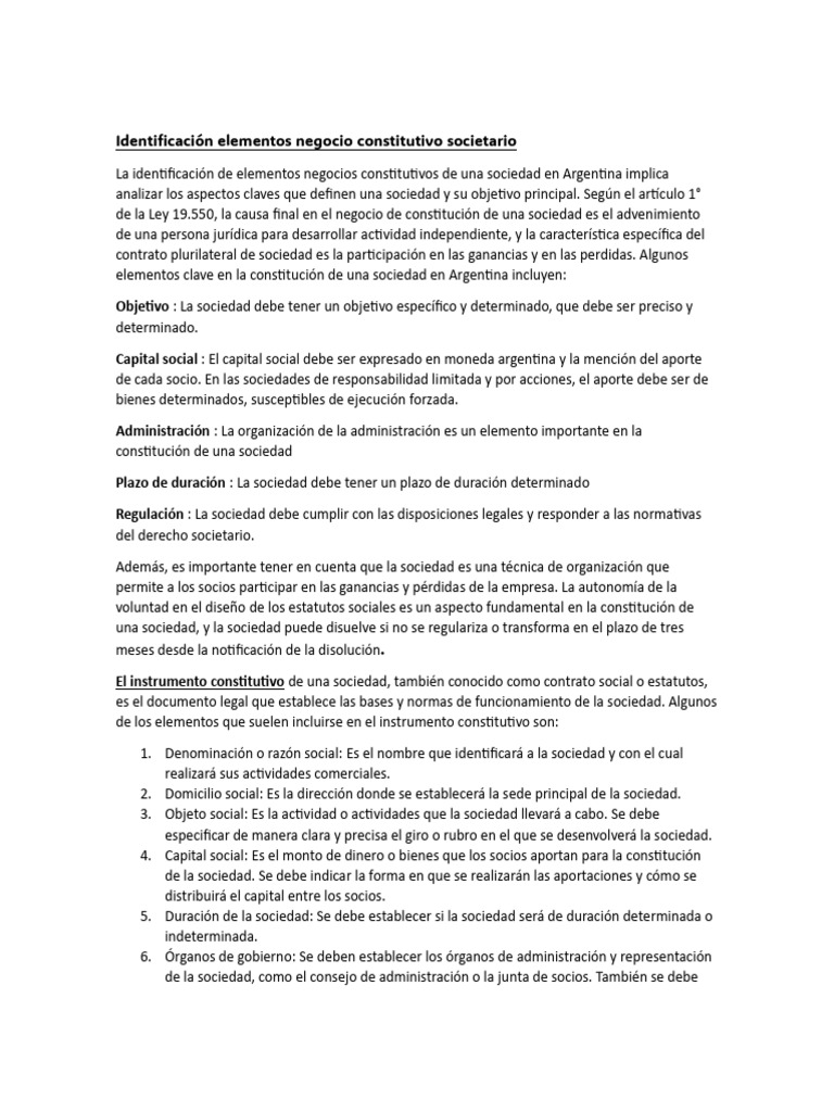 Del Acto Constitutivo de La Sociedad | PDF