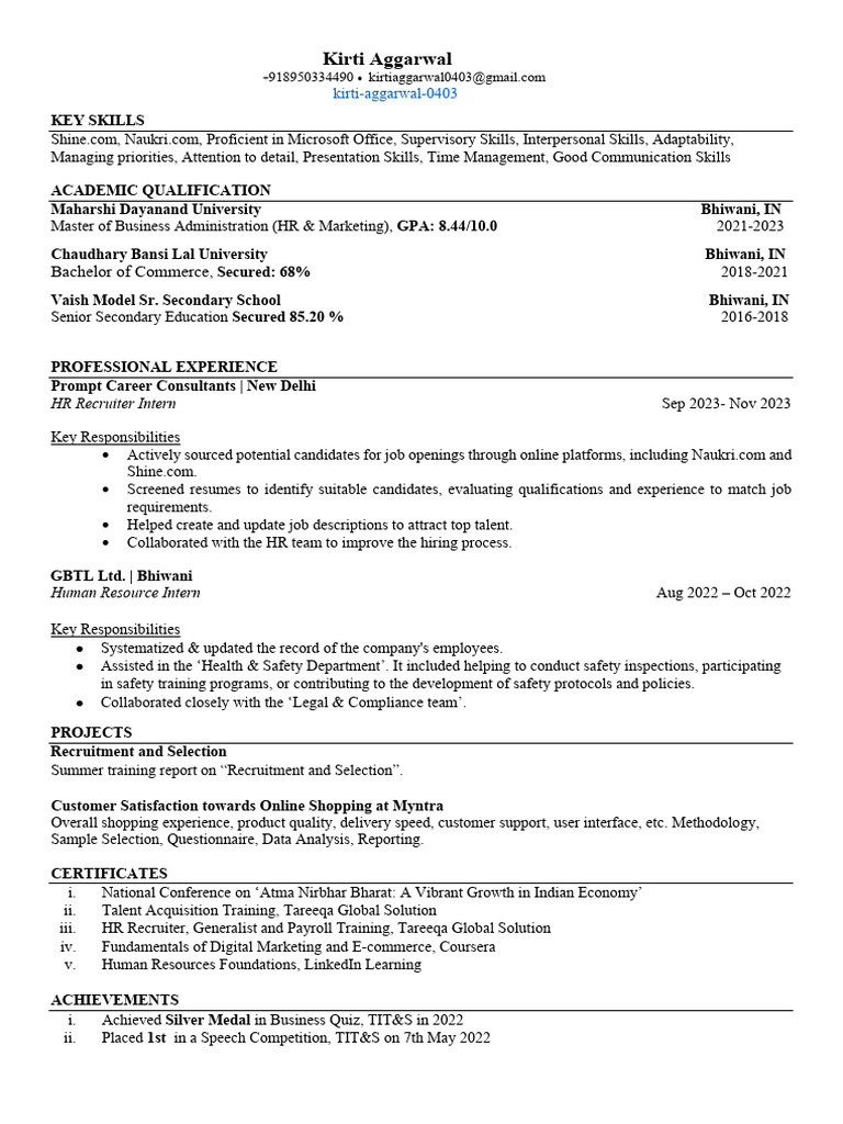 Kirti Resume 2024 PDF