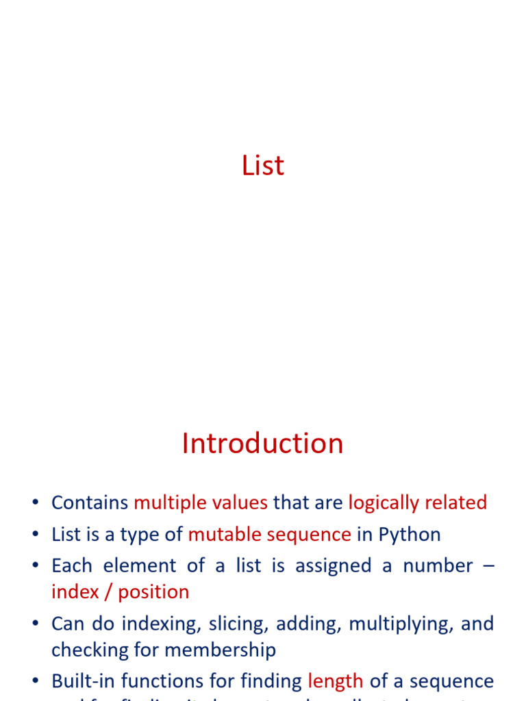 Python Lists: Creation & Operations Guide | PDF | Teaching Methods ...