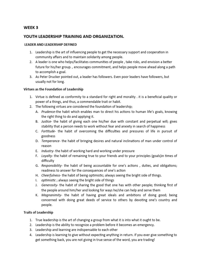 Youth Leadership PDF Leadership Psychology