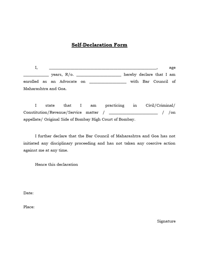 Advocate Self-Declaration Form | PDF