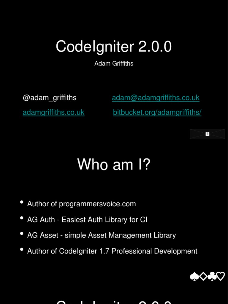 Codeigniter 2.0.0: Adam Griffiths | PDF | Php | Software Engineering