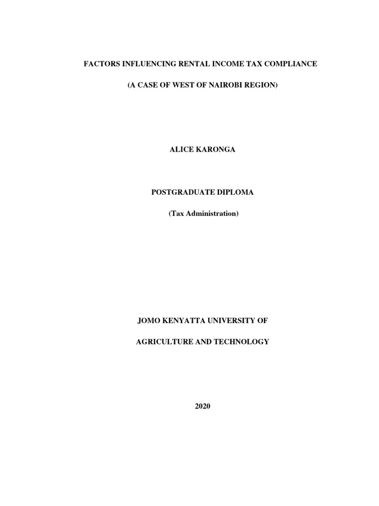 Factors Influencing Rental Tax Compliance PDF Taxes Tax