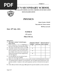 Msce Physics Pii