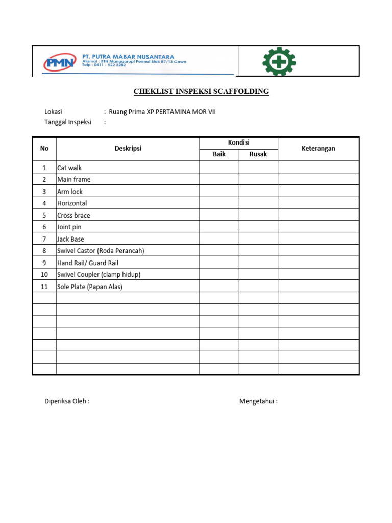 Form Checklist Inspeksi Full Body Harness | PDF