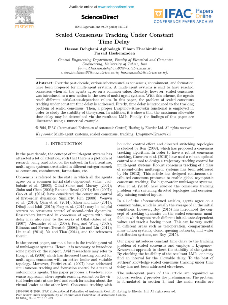 6th IFAC Workshop on Distributed Control | PDF | Systems Science ...
