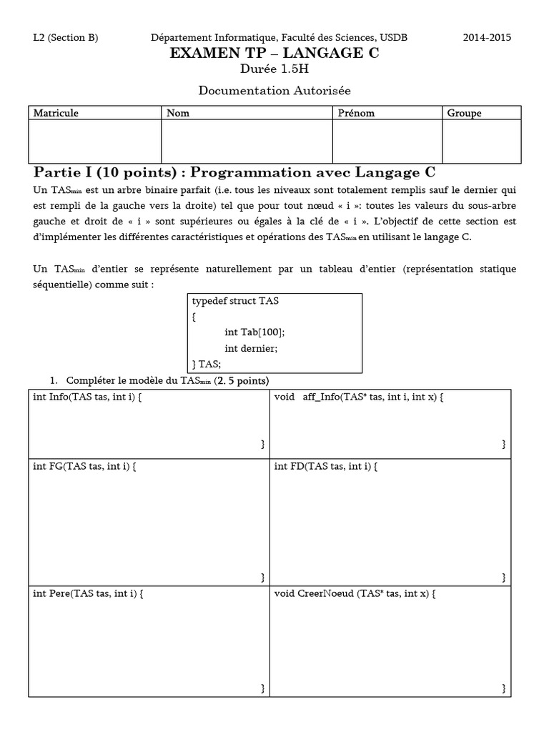 Test TP Sujet A | PDF