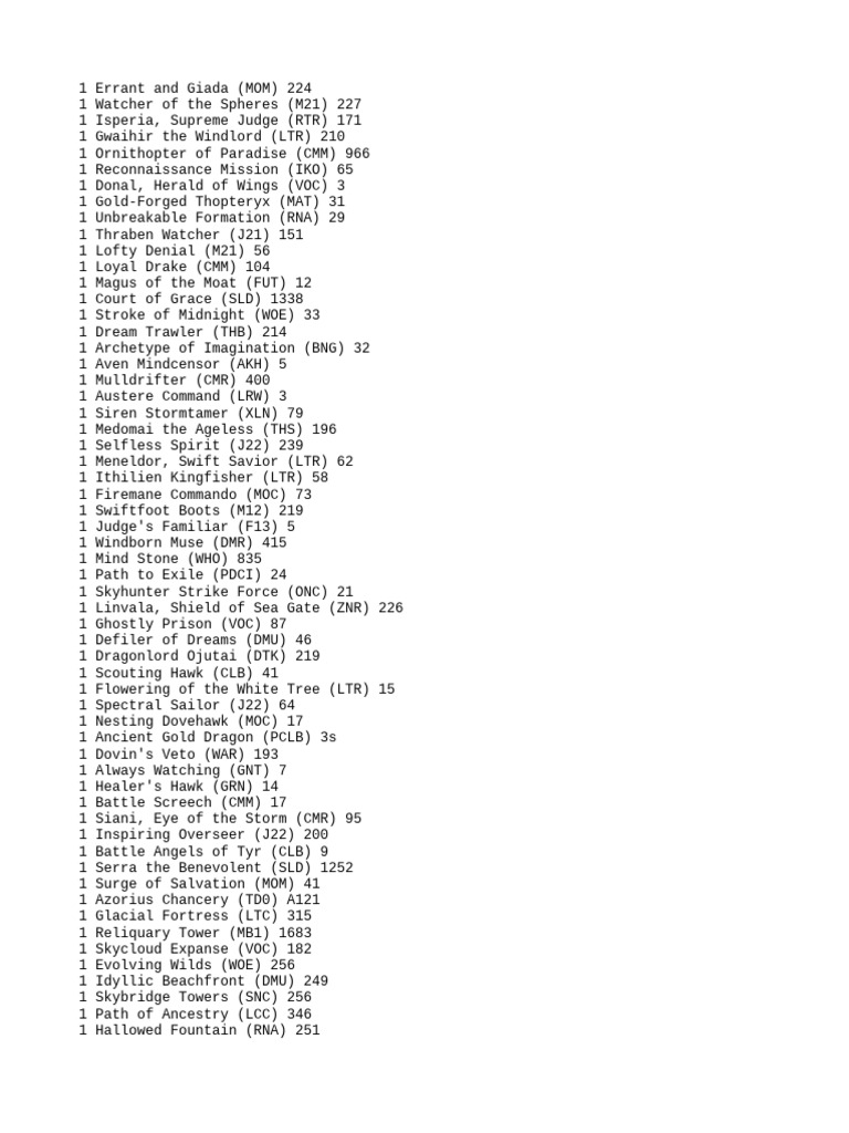 Azorius Flying Creatures Deck List | PDF | History