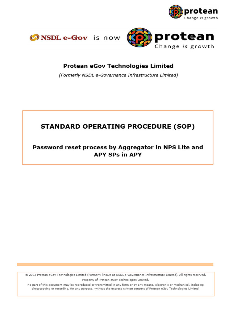 NPS Lite and APY Password Reset SOP | PDF