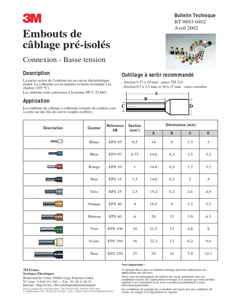 Embouts de câblage pré-isolés 3M | PDF