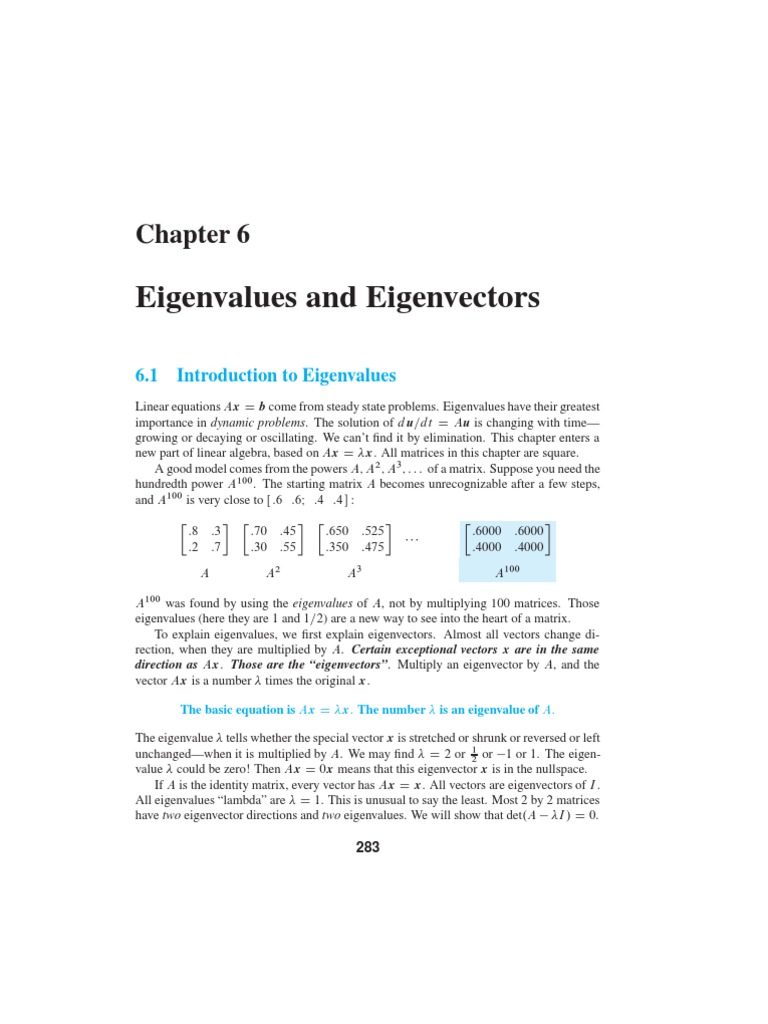 Eigenvalues of Projection Matrices | PDF | Eigenvalues And Eigenvectors ...