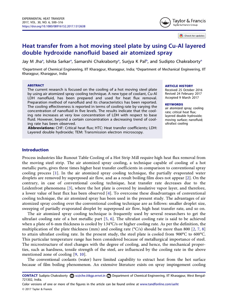 Cooling Hot Steel Plates with Nanofluid | PDF | Heat Transfer | Evaporation