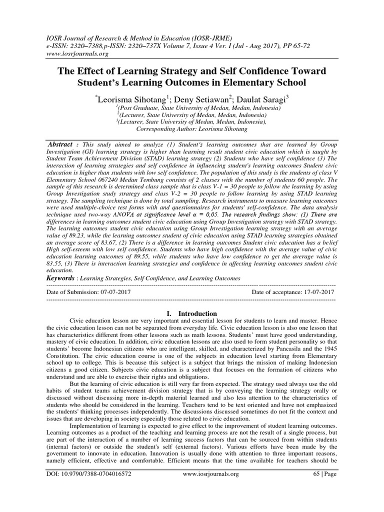 Impact of Learning Strategies on Outcomes | PDF | Learning | Teachers