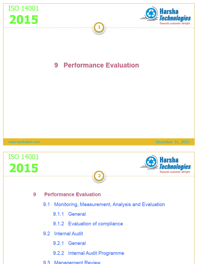 Performance Evaluation in ISO 14001 | PDF | Audit | Internal Audit