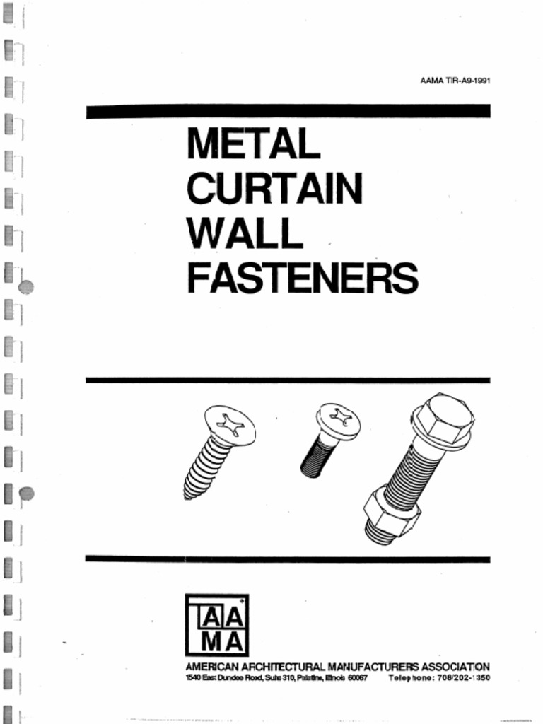 AAMA-TIR-A9-1991 Metal Curtain Wall Fasteners | PDF