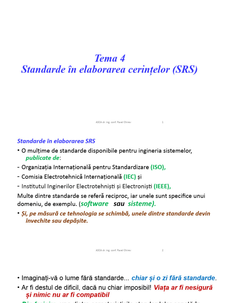 ASCS.T4.Standarde În Elaborarea (SRS) | PDF
