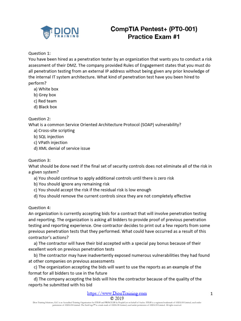 CompTIA PenTest+ Practice Exam | PDF | Penetration Test | World Wide Web