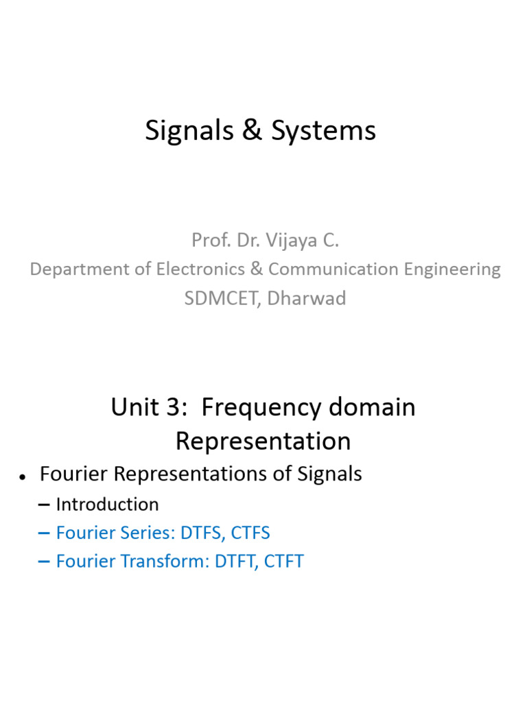Fourier Representations of Signals | PDF | Fourier Transform | Discrete ...