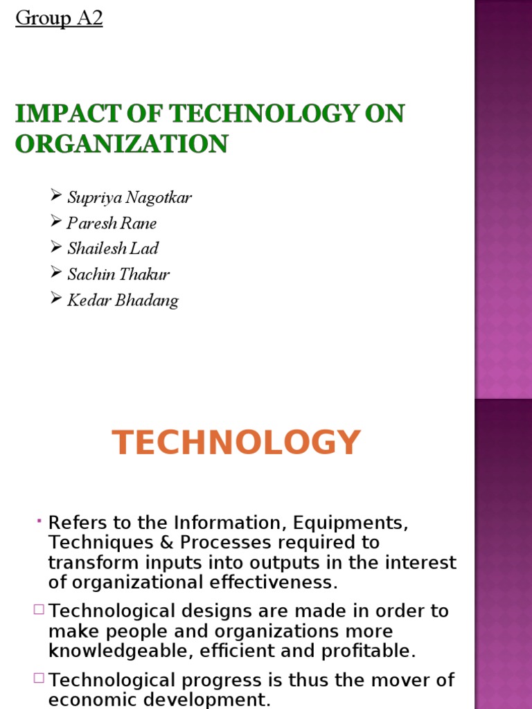 Impact of Technology On Organization | PDF | Computers
