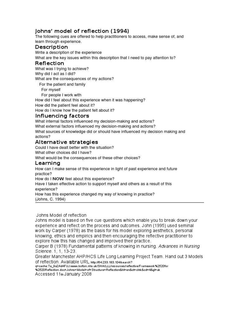 Johns | PDF | Reflective Practice | Decision Making