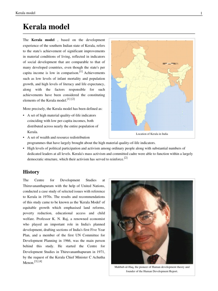 Kerala Model Human Development Index Economics