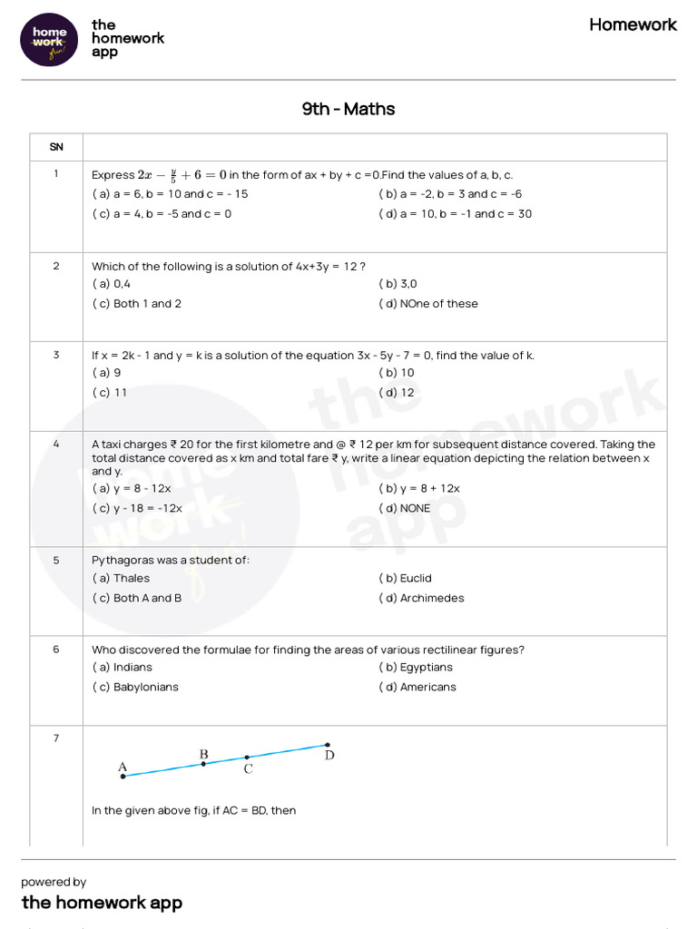 Questions - Homework - 9th - Maths - 2023-12-09T2328 | PDF | Sphere | Area