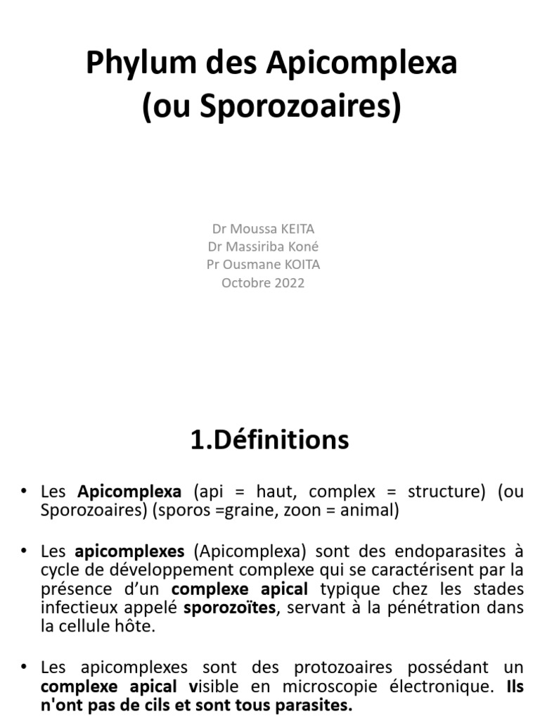 Phylum des Apicomplexa et Sporozoaires | PDF