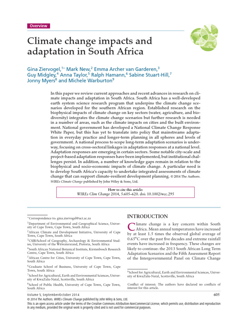 Climate Change Adaptation in South Africa | PDF | Climate Change ...