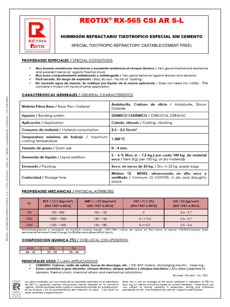 Reotix® RX-565 Csi Ar S-L | PDF | Compuestos químicos | Química Física